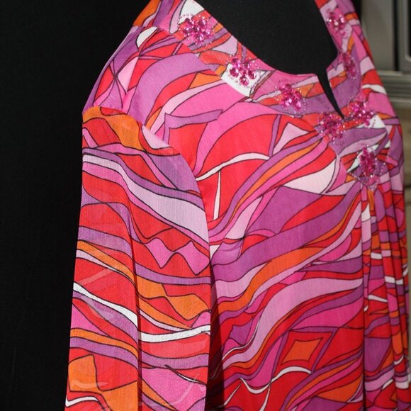 Multiples Abstract Design Pink & Purple Blouse - Picture 9 of 13
